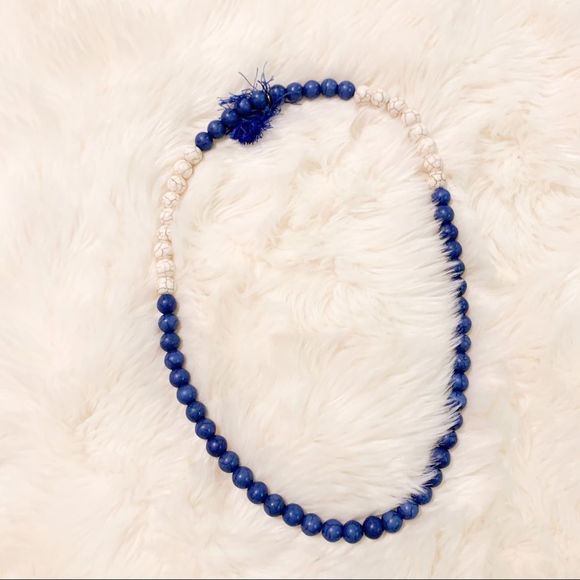 Jewelry - Royal Blue White Marble Beaded Necklace